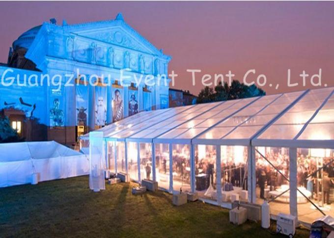 Clear Span Marquee With Glass Fire Door , Steel Clear Span Buildings Windproof White