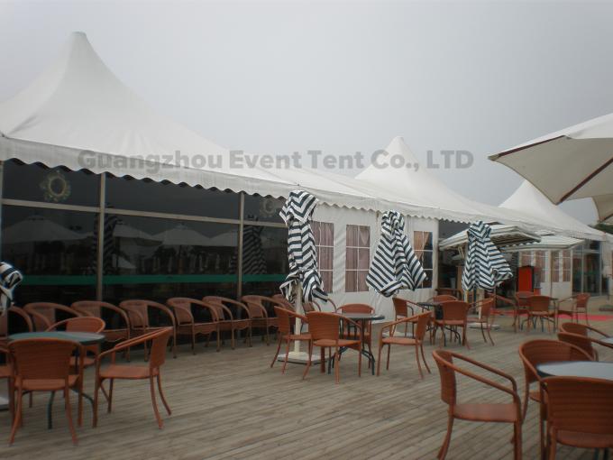 Folding Shade Canopy PVC Fabric , High Peak Frame Tents With Restaurant Seat Cushion