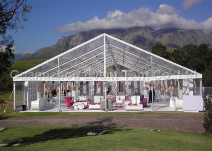 Fire Resistant Clear Span Tent White Windproof pvc marquee With VIP Cassette Flooring