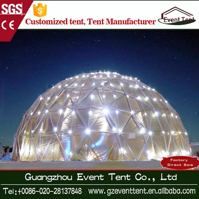 Steel Frame Transparent PVC Geodesic Dome Tent , Diameter 6m-12m