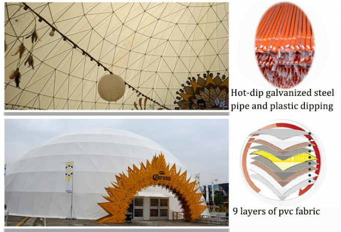 Double coated pvc camping dome shelter / carpas glass dome tent for event