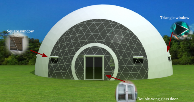 Round white half sphere tent , 35m diameter geodesic dome tent