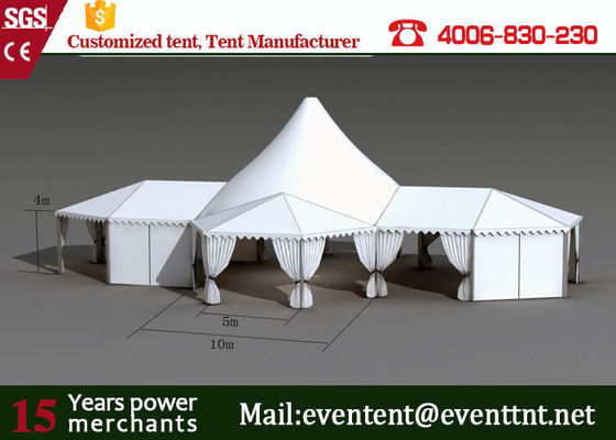 China Folding Shade Canopy PVC Fabric , High Peak Frame Tents With Restaurant Seat Cushion supplier