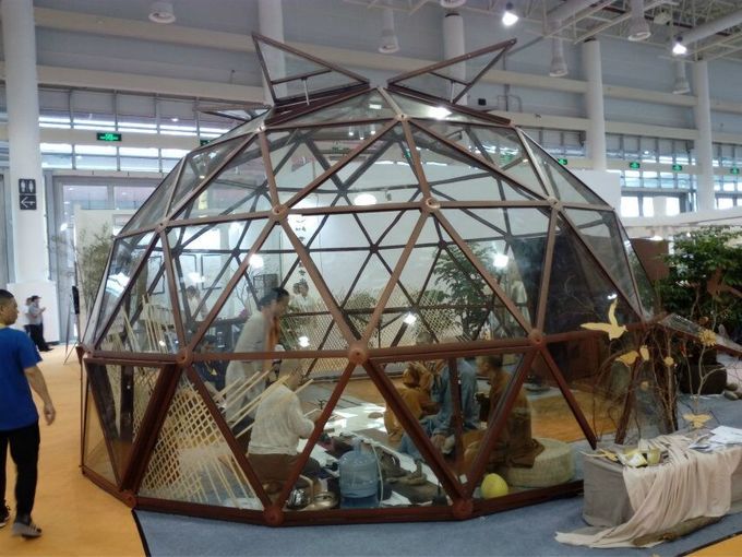 Outdoor Half Sphere Glaming Glass Geodesic Dome Tent With Igloo Frame