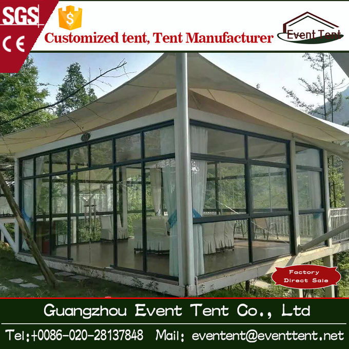 Trade Show / Wedding Part 6mx6m Luxury Camping Tent With Clear Glass Walls