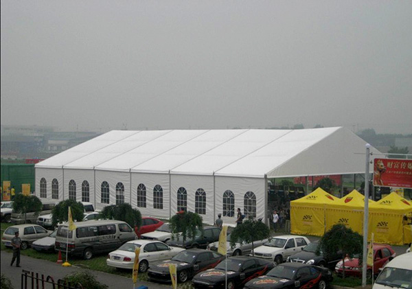 Large Clear Span Wide Custom Event Tents UV Resistant Glass Door For Auto Exhibition