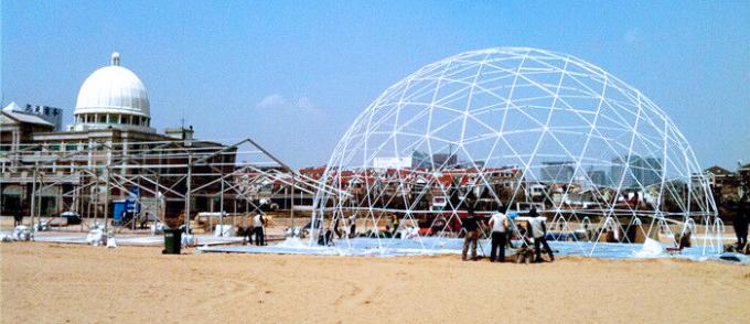 Colorful PVC Fabric Rustless Geodesic Dome Tent Dia 5-30m Steel Structure