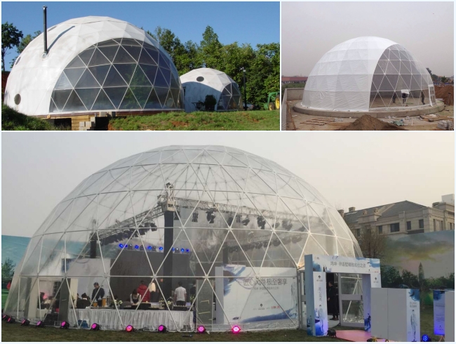 20m Diameters Round Geodesic Dome Tents With Clear PVC Fabric