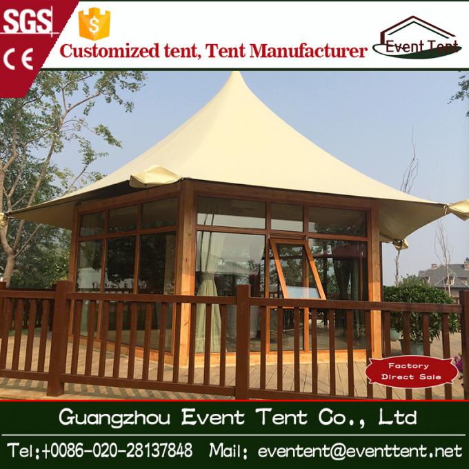 Luxury Resort Vacation Resort Canopy Large Camp Tent Hotel With Lining / Floor