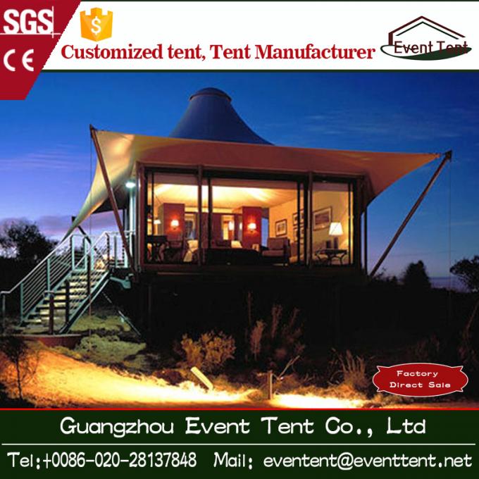 Luxury Resort Vacation Resort Canopy Large Camp Tent Hotel With Lining / Floor