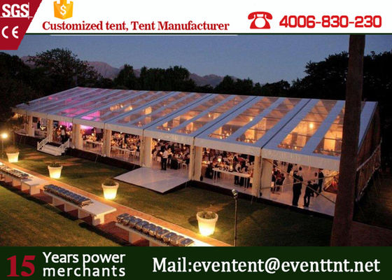 China Strong Frame Heavy Duty Tents For Camping , Clear Roof Wedding Tent With 200 Person Seat supplier