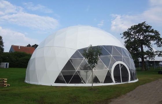 China Large Metal Frame Waterproof PVC Cover Geodesic Dome Tents 100Km/h supplier